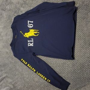 Boys Blue/Yellow/White Polo Ralph Lauren Long Sleeve.  Size L